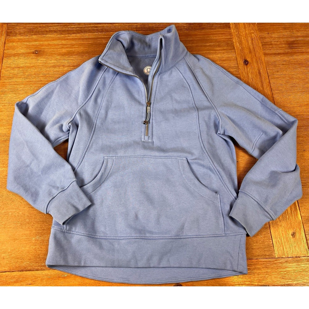 Lululemon Scuba Half Zip Funnel Neck Pullover Blue Gold Zip Women's Sweatshirt M